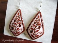 Red Spring Vines Diamond Earrings Pysanky Eggshell Jewelry by So Jeo : pysanky pysanka ukrainian easter egg batik art eggshell jewelry pendants earrings drop dangle etched flowers gift women accessories accessory pendant necklace bail crystal finding sterling silver filled sojeo flowers celtic purple white red pink brown green purple orange cream burgundy magenta teal turqoise crows crow blue black so jeo art handmade